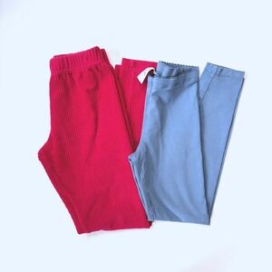 Girls Leggings Bundle Size 8 Hanna Andersson Red Ribbed Tea Collection Blue
